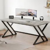 OEM Computertisch lang industriell, Metall, hellgrau, 152 cm