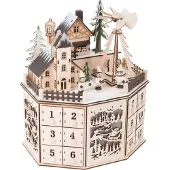 OEM Holz-Adventskalender mit Pyramide, 24 Schubladen, beleuchtet