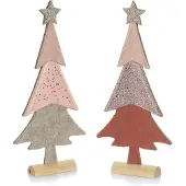 COM-FOUR® Weihnachtsdeko – Set aus 2 – Dekorativer Weihnachtsbaum aus Filz – Rosa