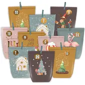 Generisch Adventskalender zum Befüllen – 24 Weihnachtskalender – Papierbeutel zum Selberbasteln – Papier-Adventsbeutel