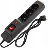 ARCON M3 1.5m Schwarz, Steckdosenleiste, Überspannungsschutz, 3 Steckdosen, Kabel 1.5m