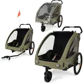 OEM Fahrradanhänger Mehrzweck, 50 kg, umbaubar, inkl. Regenschutz, Khaki