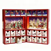 OEM Holz-Adventskalender, befüllbar, 24 Schubladen, LED-Beleuchtung