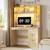 OEM Computertisch mit LED, USB, 3 Schubladen, 55x100x168 cm