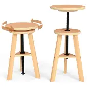 Dripio Holz-Hocker, höhenverstellbar, Buchenholz, Ø 30 cm, 48–65,5 cm