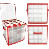 Merkloos Aufbewahrungsbox für Weihnachtsdekoration – Rot – 64 Kugeln – 4 Schichten
