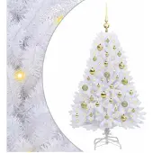 vidaXL Künstlicher klappbarer Weihnachtsbaum Weiß 120 cm PVC und Stahl