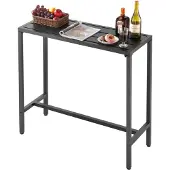 Vevor Bartisch, 1000 x 375 x 980 mm, Bistrotisch, Stehtisch mit Metallgestell, rechteckige Esstische, Küchentisch, Tresentisch, Partytisch, Gartenmöbel für Balkon, Garten, Poolrand