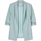 Sheego Blusenblazer "Blazer Blazer mit Nadelstreifen und 3/4-Arm", Damen, Gr. 58, blau (kalkmint, ecru, gestreift), Modisch, Blazer Blusenblazer