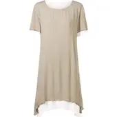 HEINE Sommerkleid "Kleid Sommerkleid im Lagen-Look", Damen, Gr. 38, N-Gr, schlamm, Modisch, Rundhals, Kleider Sommerkleid