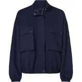 HEINE Shirtjacke "Jersey-Jacke Sweatjacke mit Blasebalg-Taschen", Damen, Gr. 42, blau (marine), Modisch, Shirts Shirtjacke
