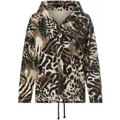 HEINE Shirtjacke "Shirtjacke Shirtjacke mit Tunnelzug am Saum", Damen, Gr. 44, braun (schwarz, sand, bedruckt), Casual, Rundhals, Shirts Shirtjacke