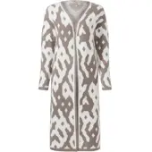 HEINE Strickjacke "Strickmantel Strickmantel mit Grafik-Dessin", Damen, Gr. 36, beige (taupe, ecru, gemustert), Jacquard, , Modisch, V-Ausschnitt, Strickjacken Strickjacke