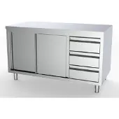 CombiSteel Arbeitsschrank mit 2 Türen 3 Schubladen aus Edelstahl s 2000x700x850mm
