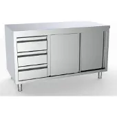 CombiSteel Arbeitsschrank mit 2 Türen 3 Schubladen aus Edelstahl 2000x700x850mm
