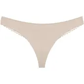 Triumph Slip "Pretty Modal String", Damen, Gr. XS, beige (satin cream), Jersey, Obermaterial: 91% Modal, 9% Elasthan, Unterhosen Slip, mit Stretchspitze
