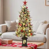 OEM Kunst-Weihnachtsbaum 125 cm, 150 LEDs, warmweiß/bunt, Schneeeffekt, 9 Modi