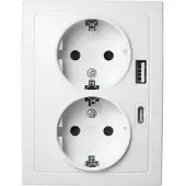 McPower Schutzkontakt-Steckdose Flair 2-fach 250V/16A USB-A+C PD20W weiß