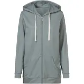 Sieh an! Shirtjacke SIEH AN "Sweatjacke Sweatjacke in Longform", Damen, Gr. 44, grau (jade, meliert), Sportlich, Shirts Shirtjacke