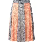 HEINE Schlupfrock "Druck-Rock Bahnenrock in Mesh-Qualität", Damen, Gr. 50, orange, taubenblau, bedruckt, Netz, , Modisch, Röcke Schlupfrock