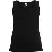 Sheego Shirttop "Tanktop Tanktop in Rippqualität", Damen, Gr. 44, schwarz, Basic, Rundhals, Tops Shirttop