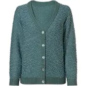 Sieh an! Cardigan SIEH AN "Cardigan Cardigan aus Effektgarn", Damen, Gr. 38, grün (jade), Strick, , Sportlich, V-Ausschnitt, Strickjacken Cardigan
