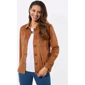Witt Lederimitat-Blazer "Lederimitat-Blazer Lederimitat-Blazer mit Schultersattel", Damen, Gr. 42, braun (cognac), Sportlich, Blazer Lederimitat-Blazer