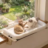OEM Katzenhängematte für Fenster, mit Kissen, verstärkter Rahmen, Weiß