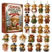 Generisch Adventskalender 2026 Weihnachtsdeko Highland Cow Advent Calendar Kinder d-Rot Einheitsgröße