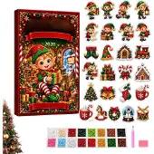 Generisch Weihnachts-Adventskalender 2026 Diamond Painting Acryl 24 Anhänger Elf Rot