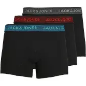 Jack & Jones Boxer "JAC Waistband Trunks", Herren, Gr. M, 3 Stk., Jersey, schwarz, Jersey, Obermaterial: 95% Baumwolle, 5% Elasthan, unifarben mit Farbeinsatz, Unterhosen Boxer