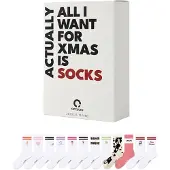 Occulto Männer und Frauen Socken Adventskalender 12 Paar Weihnachtskalender 39-42 Weiß