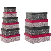 OEM Boxenset, stapelbar, schwarz/fuchsia, Karton, 33x45x35 cm