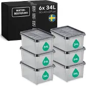 OEM Aufbewahrungsbox 34 L, 6er-Set, stapelbar, wasserdicht, 50x40x27 cm