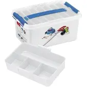 OEM Aufbewahrungsbox mit Einsatz 6L, 30x20x14,5 cm, Weiß/Blau