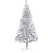 The Living Store Künstlicher Weihnachtsbaum mit Ständer Silbern 210 cm PET
