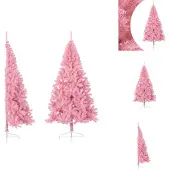 vidaXL Künstlicher Halb-Weihnachtsbaum mit Ständer Rosa 180 cm PVC - Weihnachtsbäume