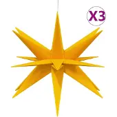 vidaXL LED-Weihnachtssterne 3 Stk. Faltbar Gelb 43 cm