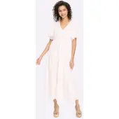 HEINE Sommerkleid "Webkleid Baumwollkleid in Maxilänge", Damen, Gr. 38, N-Gr, weiß, Modisch, V-Ausschnitt, Kleider Sommerkleid