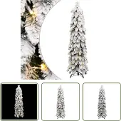 The Living Store Künstlicher Weihnachtsbaum Beleuchtung & Schnee 80 LEDs 150 cm