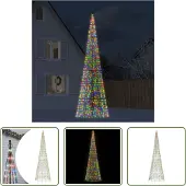The Living Store LED-Weihnachtsbaum für Fahnenmast 1534 LEDs Mehrfarbig 500 cm