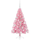 vidaXL Künstlicher vorbeleuchteter Weihnachtsbaum Rosa 120 cm PVC