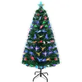 OEM Kunstkerstboom 120 cm, mehrfarbiges Glasfaserlicht, 125 PVC-Spitzen