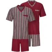 Witt Weiden Shorty WITT "Shortys Shortys 2 Stück", Herren, Gr. 44, dunkelrot, dunkelrot, anthrazit, bedruckt, V-Ausschnitt, Homewear-Sets Shorty