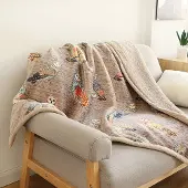 OEM Flanell-Sherpa-Überwurfdecke 150x200 cm, Eulendesign, weich
