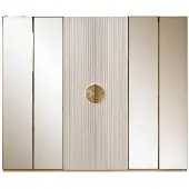 JVmoebel Eleganter Kleiderschrank mit goldenen Medaillons und Spiegeln