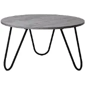 OEM Runder Couchtisch Holz/Metall, schwarz-weiß, 80x44 cm