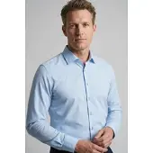 Olymp Langarmhemd "Level Five", Herren, Gr. 42, N-Gr, blau (hellblau), Web, Obermaterial: 100% Baumwolle, körpernah normal, 2-Knopf-Manschette, Hemden Langarmhemd, Businesshemd, body fit, Kentkragen