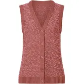 Sieh an! Strickweste SIEH AN "Strickweste Strickweste aus Effektgarn", Damen, Gr. 50, rosa (rosenholz), Strick, , Sportlich, V-Ausschnitt, Westen Strickweste