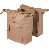 Basil Doppelter Fahrradtaschen-Satz, 25-31 Liter Fassungsvermögen – Wasserdicht – Rollverschluss – Sandfarben